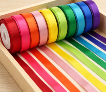 Multi-color double-sided polyester satin ribbon set, handmade bow gift wrapping floral decoration ribbon