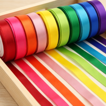 Multi-color double-sided polyester satin ribbon set, handmade bow gift wrapping floral decoration ribbon