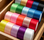 Multi-roll mixed solid color satin ribbon set, flower binding, hair accessory making, wedding banquet gift box packaging fabric ribbons