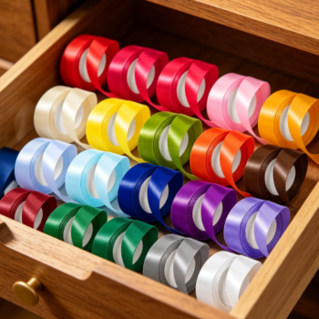 Large capacity multi-color single-sided satin ribbon bulk set for Christmas and wedding gift boxes, handmade floral arrangements, and decorative ribbons