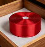 Burgundy solid color wide satin ribbon for wedding invitation binding, bouquet wrapping, holiday gift box packaging, and sewing ribbons