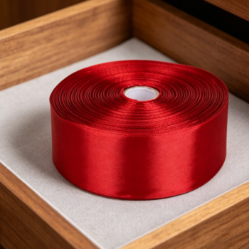 Burgundy solid color wide satin ribbon for wedding invitation binding, bouquet wrapping, holiday gift box packaging, and sewing ribbons