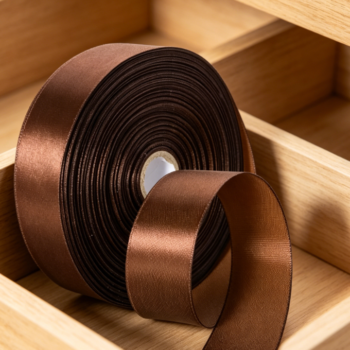 Brown single-sided solid color satin ribbon for handmade roses, weddings, Christmas bouquets, gift boxes, and packaging decorations
