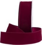 Burgundy waterproof edging wide ribbon, festive floral decoration Christmas gift box binding handmade decorative satin ribbon