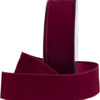 Burgundy waterproof edging wide ribbon, festive floral decoration Christmas gift box binding handmade decorative satin ribbon