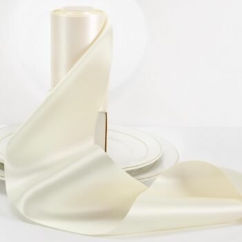 Off-white thickened double-sided satin ribbon, wedding chair back binding, bouquet binding large decorative bow fabric ribbon