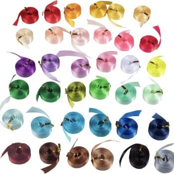 Multi-Specification Solid Color Wire-Free Satin Ribbon Set Flower Basket Gift Box Wrapping Wedding Wreath Handmade Hair Accessory Decorative Ribbon